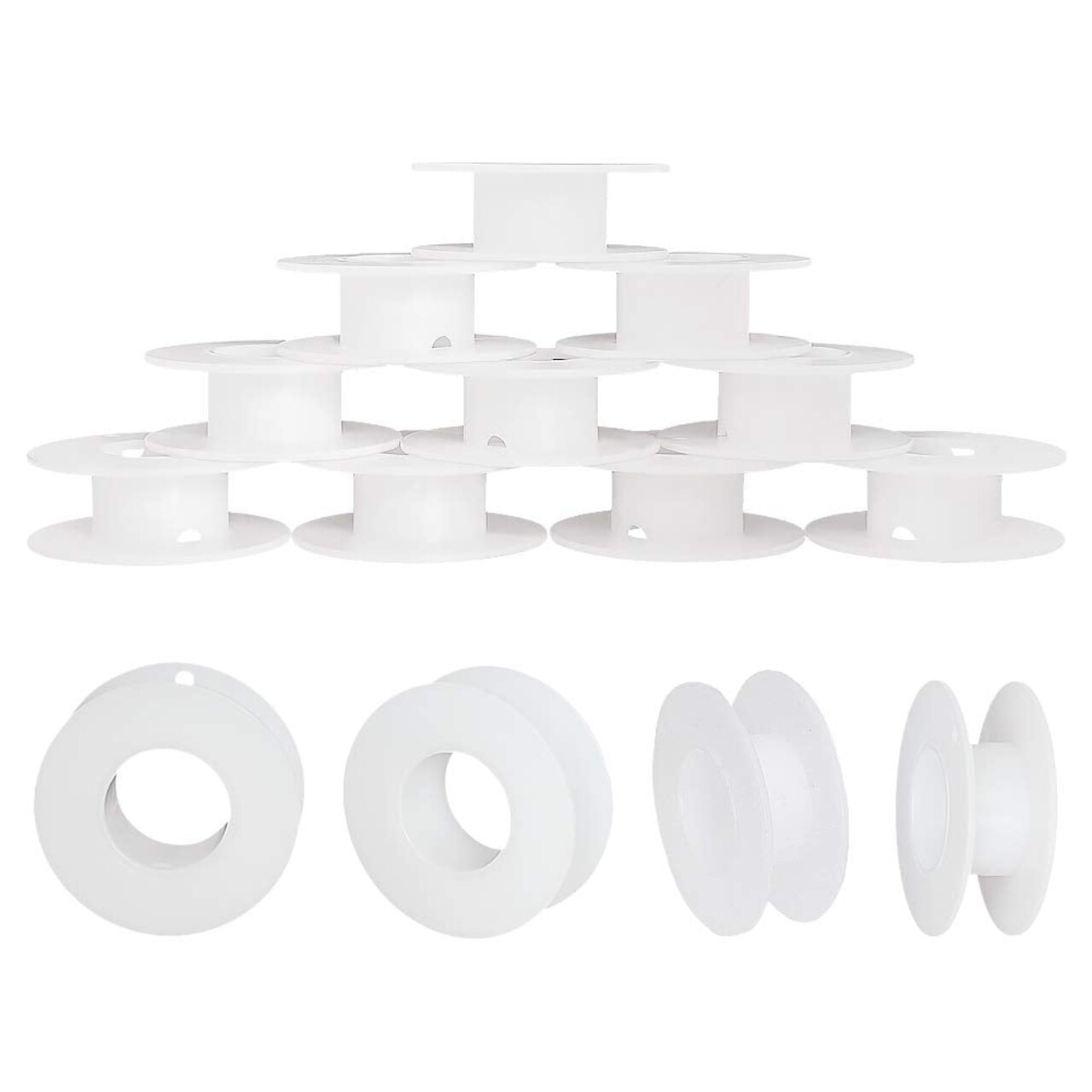 20 Pack Empty Spool, Plastic Ribbon Spools Wire Weaving Bobbins Empty Thread Spools Ribbon Chain Tape Spools White Spools for Embroidery Thread Yarn Ribbon Crafts Sewing 2.16x0.78inch
